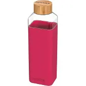 Pricenet Quokka Storm - Pyöreä lasipullo silikonikuorella 700ml (Maroon)