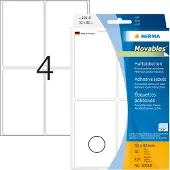 Herma 10618, Valkoinen, Pyöristetty suorakulmio, Paperi, 32 arkkia, 52 mm, 82 mm
