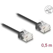 DeLOCK – RJ45 Network Cable Cat.6 UTP Ultra Slim 0.5 m black with short plugs (80370)
