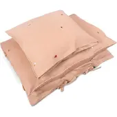 Filibabba Baby Bedlinen – Embroidered Cool Summer Design – Frappé - Coral - 70X100CM;40X45CM
