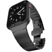 SKALO Teräsranneke "Flat" Apple Watch Series 7-9 41mm - Musta
