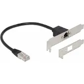 DeLOCK – Verkkojatkokaapeli RJ45 Cat.5e 30cm vak.kok. ja mat.profiilisella korttip.kiinnikkeellä (85803)