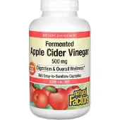 Natural Factors , Fermentoitu omenapiirakka-omenaviinietikka, 500 mg, 360 helppohoitoista pilleria