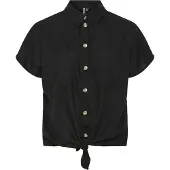 Pieces Pcpia Linen Blend Ss Tie Shirt Wvn Noos - Black - S