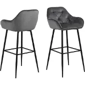 Actona Baarijakkara BROOKE 55x52xH103,5cm, tummanharmaa sametti/musta