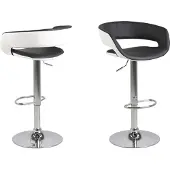 Ebuy24 Baarijakkara GRACE 54,5x48,5xH104cm, istuin ja selkänoja: keinonahka, väri: musta / valkoinen, jalka: kromattu