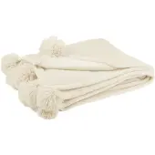 J-Line Plaid Pompom Polyester Light Beige - Beige - ONE SIZE