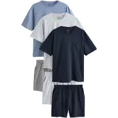 Next Lyhyt pyjama yönsininen / opaali / tummanharmaa / meleerattu harmaa