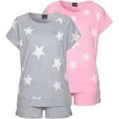 Arizona Pyjamashortsit harmaa / roosa / valkoinen