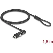 Navilock 20916, 1,8 m, USB A-tyyppi, Yhdistelmälukko, Hiiliteräs, Musta