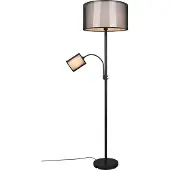TRIO Burton lattiavalaisin lukuvalolla E27+E14 174cm mattamusta