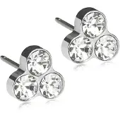 Blomdahl Silver Titanium Clover 8 mm Crystal