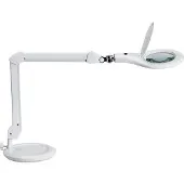 MAUL MAULmakro LED-työpistevalaisin, valkoinen, 46 cm, jalusta, Valkoinen/opaali, Työhuone/toimisto, Synteettinen materiaali, Moderni