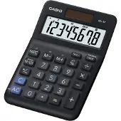 Casio MS-8F, Työpöytä, Perus, 8 lukua, Akku/Aurinko, Musta