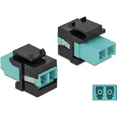 DeLOCK – Keystone Module LC Duplex female to LC Duplex female aqua / black (86720)