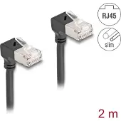 DeLOCK – RJ45 Network Cable Cat.6A S/FTP Slim 90° downwards / downwards angled 2 m black (80300)