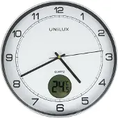 Unilux 400094592, Seinä, Kvartsikello, Pyöreä, Metallinen, Hopea, Akryylinitriilibutadieenistyreeni (ABS), Lasi