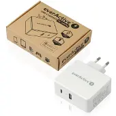 EverActive SC-600Q USB QC3.0 ja USB-C PD 63 W Laturi / Verkkovirtalähde