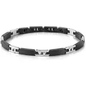 Nomination Strong teräsrannekoru Satin black 7 timantilla Black 028323/007