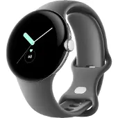 Google Pixel Watch - 41 mm - Kiiltävää hopeaa Aktiivinen - Charcoal-ranneke