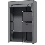 Aosom Kangaskaappi Homcom 102x42,5x162,5cm, harmaa/musta