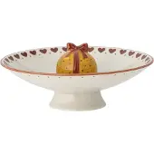 Bloomingville Jolly tarjoilukulho jalallinen Ø 24 cm Valkoinen-punainen
