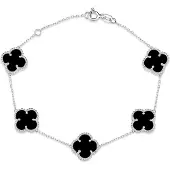 Lykken Symbols neliapila musta hopearannekoru 17+3cm