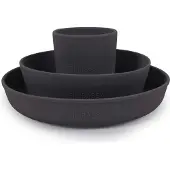 Filibabba Silikone Spisesæt - Stone Grey - Black - ONE SIZE