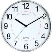 Unilux 400094280, Seinä, Kvartsikello, Pyöreä, Harmaa, Muovi, Lasi