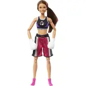 Barbie Urat Muotinukke ja asusteet Liikkuva brunette nyrkkeilij irrotettavassa univormussa ja nyrkkeilyhanskoissa 22 taipuisata nivelt