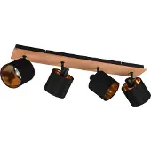 TRIO Tommy spottivalaisin 4xE14 72cm mattamusta/puu