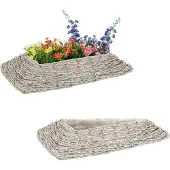 Relaxdays Sarja 2 puutarharuukkua 10x55x25cm, vaaleanruskea/valkoinen