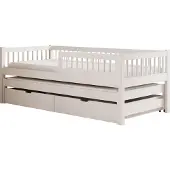 ADRK Furniture Lastensänky Orio patjalla - valkoinen skandinaavinen massiivipuusänky 90x200