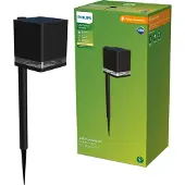 Philips LED-maapiikkivalaisin Virona, musta, IP44 Virona, Musta, Synteettinen materiaali, Moderni, aurinkokennovalaisin