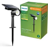 Philips LED-kohdevalaisin ulos Ashlyn, musta, IP44 Ashlyn, Musta, Synteettinen materiaali, aurinkokennovalaisin