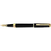Waterman Exception Fountain Pen | Slim Black with 23k Gold Clip | Fine Nib with Blue Ink Cartridge | Gift Box