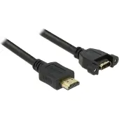 DeLOCK – Cable HDMI-A ma to HDMI-A fe panel-mount, 4K at 30 Hz, 2 m (85464)