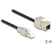 DeLOCK 87239, 3 m, Cat6a, S/FTP (S-STP), RJ-45, RJ-45, Musta, Hopea