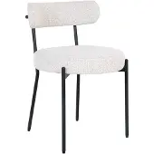 Ebuy24 Tiri - Dining Chair, White Bouclé With Black Legs - White - ONE SIZE