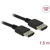 DeLOCK 85216, 1,5 m, HDMI-tyyppi A (vakio), HDMI-tyyppi A (vakio), 3D, 18 Gbit/s, Musta