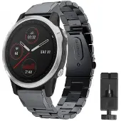 CaseOnline Rannekoru ruostumatonta terästä Garmin Fenix 7X - musta