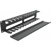 DeLOCK – 19″ Cable Management Routing Panel with 4 openings 2U black (66553)