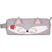 Herlitz Quattro Kitty, Pehmeä lyijykynäkotelo, Polyesteri, Harmaa, Vaaleanpunainen, Valkoinen, Kuva, Vetoketju, Lapsi (50043637)