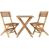 Ebuy24 Cuenca-setti, jossa on pöytä ja 2 teak-ulkotuolia.
