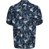 Jack & Jones Jjejeff Tropical Aop Resort Shirt Ss Sn - Navy - L