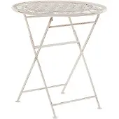 Beliani Bistropöytä valkoinen beige metallinen pyöreä pöytälevy Beliani