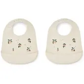 Liewood Tilda Ruokalappu + Printti Silikoni 2-pack, Peach/Sea Shell