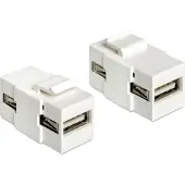 DeLOCK Keystone Module USB-A - USB-A 2.0 -sovitin, Valkoinen