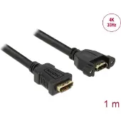 DeLOCK – Cable HDMI-A fe to HDMI-A fe panel-mount, 4K at 30 Hz, 1 m (85466)