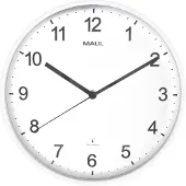 MAUL 9054602, Seinä, Radio-ohjattava kello, Pyöreä, Valkoinen, Muovi, Lasi